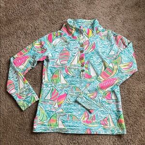 Lilly Pulitzer Pink and Blue Tropical Sweatshirt